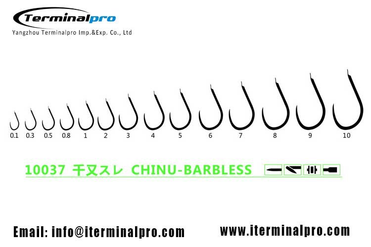 10037 CHINU BARBLESS high carbon steel freshwater fishing hook